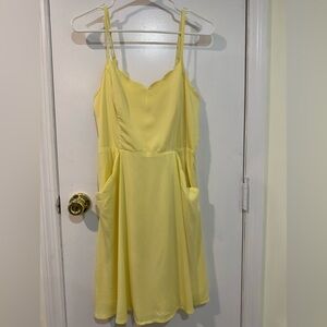 yellow scallop detail dress womens